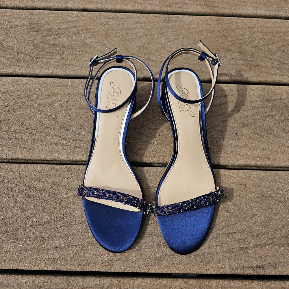 Badgley Mischka Jewel Elegant N Blue Satin Women's Sandals